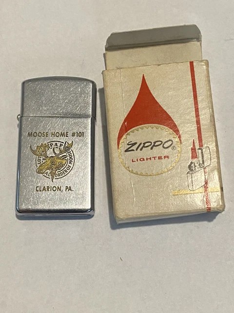 Vintage Zippo Lighter Moose Lodge 101 Clarion Pa. W/ Box L@@k