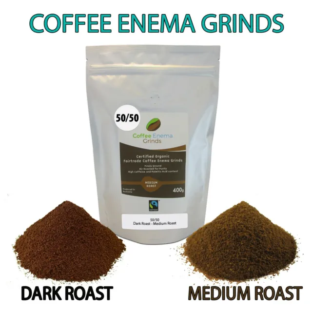 COFFEE ENEMA GRINDS DARK MEDIUM ROAST 50/50 ORGANIC GERSON AIR ROASTED 400g AUS
