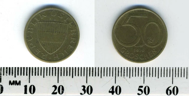 Austria 1979 - 50 Groschen Aluminum-Bronze Coin - Austrian Shield 2