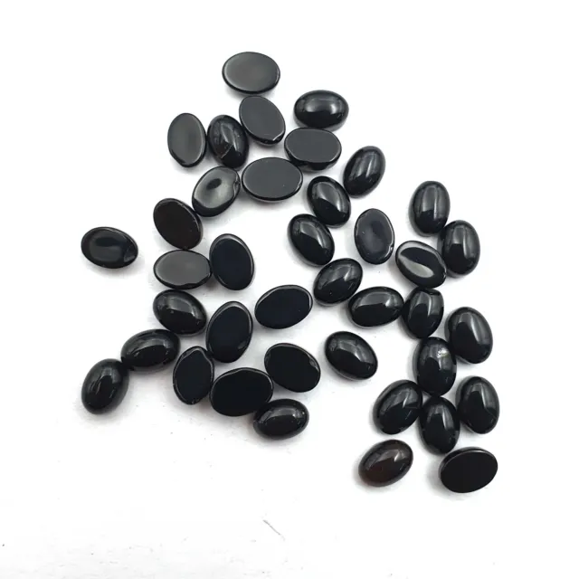 Natural Black Onyx Oval Cabochon Loose Gemstone Lot 90 Pcs 8 12 mm 100 CT