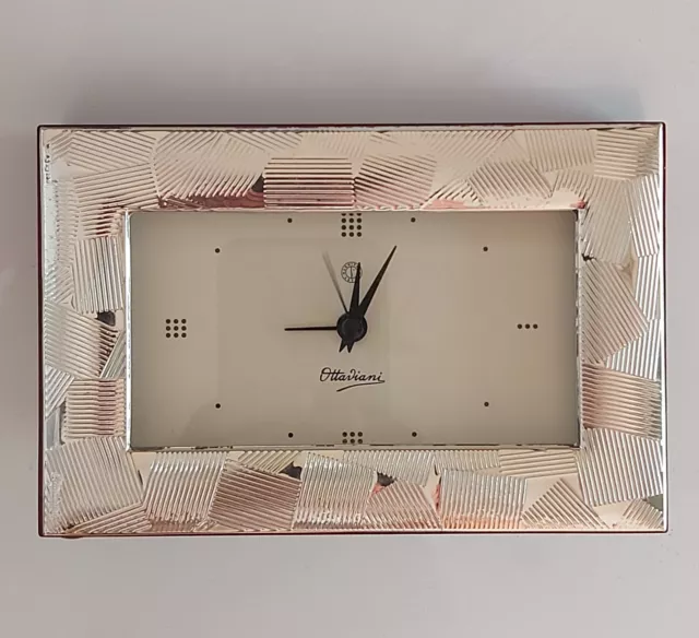 Ottaviani table alarm clock silver wood perfectly working