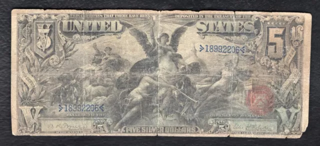 Fr. 269 1896 $5 Five Dollars “Educational” Silver Certificate Currency Note