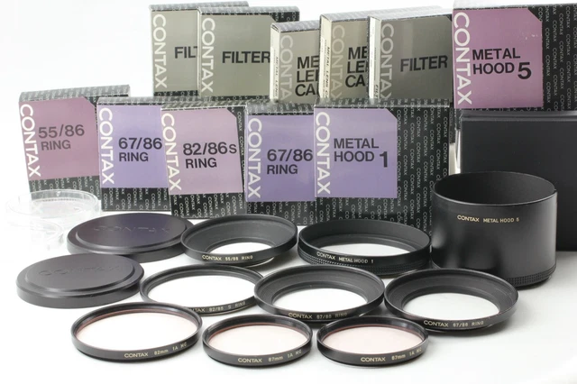 All Boxed【 Near Mint 】Contax Lens Cap & Hood & Filter Accessory From JAPAN #1385