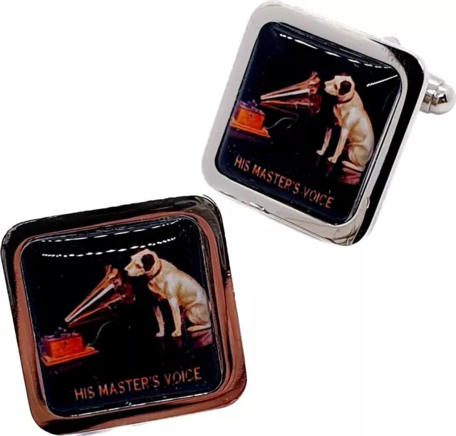 Unique HIS MASTERS VOICE CUFFLINKS retro GRAMOPHONE record HMV dog VINTAGE music