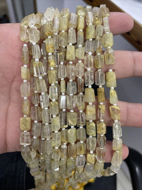 Gobelet à facettes en rutile doré naturel de 6 à 10 mm, pierre précieuse de...
