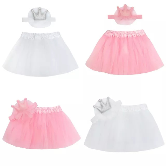 Nuovo Babytown - Bambine Carino Rosa e Bianco Tutu Con Set Fascia Regalo Festa