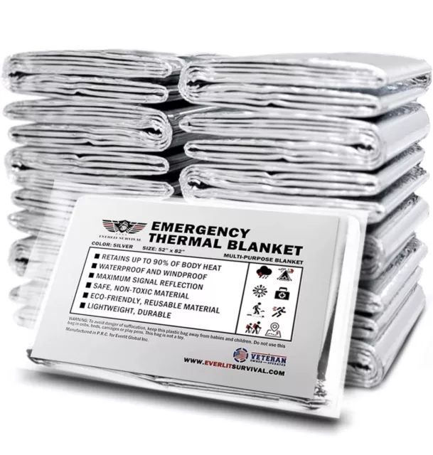 Thermal Blankets Space Blanket Camping Blanket Designed - 12 Pack