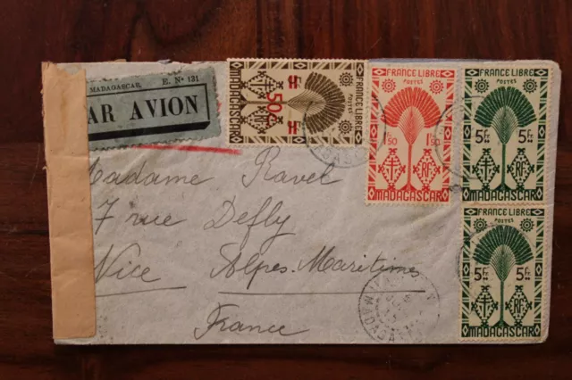 Madagascar FIANARANTSOA 1943 France Controle Postal Militaire cover Censure ww2