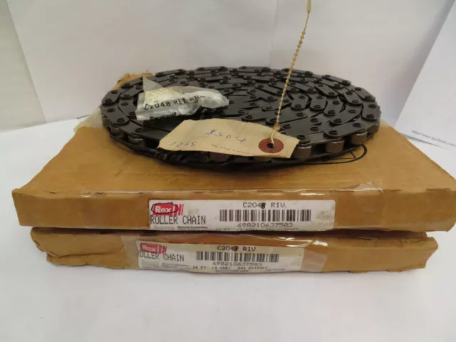 New Rexnord C2048 1" Pitch 10' Foot Single Roller Chain "Lot Of 2"