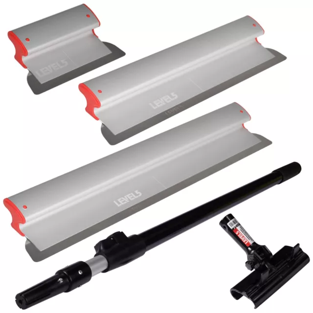 Drywall Skimming Blade Set 10" 24" 32” w/ 38.5"-63" Ext Handle | LEVEL5 | 5-441 2