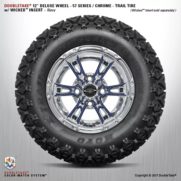 Set De 4 Double Take Chrome Marine 57 Séries Soulevé Roue Et Pneu 12 " Golf Cart