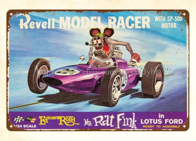 1960s Mr Rat Fink in Lotus Ford Slot Car metal tin sign wall art 1960s Mr Rat Fink in Lotus Ford Slot Car metal tin sign wall art