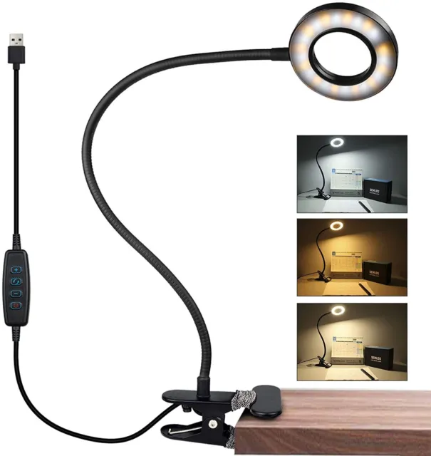 LED Klemmleuchte dimmbar  Lampe LED USB Leselampe Dimmbar mit Schalter DE