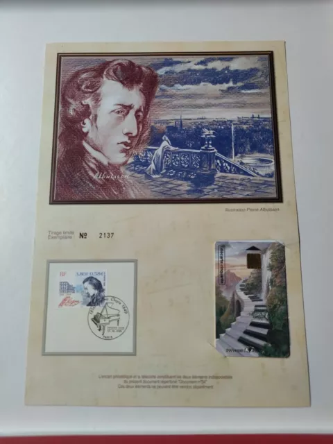 Encart philatelique et télécarte Chopin "document n 34"