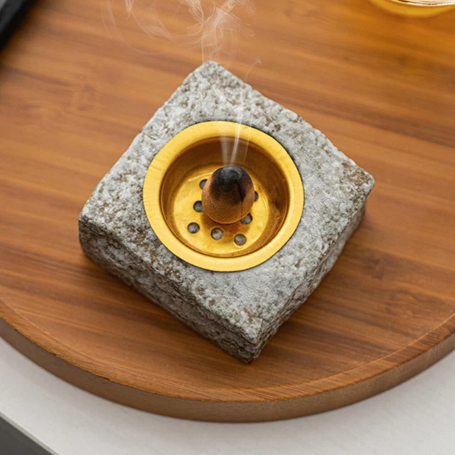 Bruciatore Incenso Elettrico In Metallo Dorato - Portaincenso Da Tavolo Decorativo Per Aromaterapia E Casa