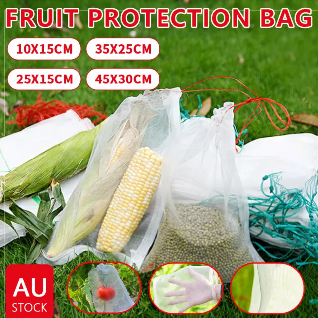 200/100 Reusable Plant Fruit Protect Drawstring Net Bag Mesh Against Insect Pest