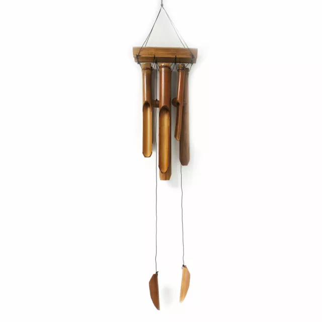 Large 6 Tube Natural Bamboo Windchimes - Carved Wooden Wind Chimes Garden