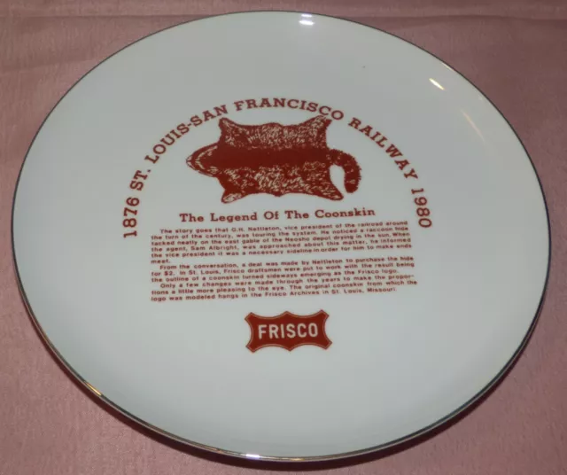 1980 Limited Edition Frisco Railway Railroad "The Legend Of The Coonskin" Plate