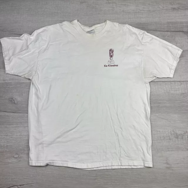 Hanes Beefy Hawaii Shirt Adult 2Xl Xxl White Logo Short Sleeve Ke Kiaaina