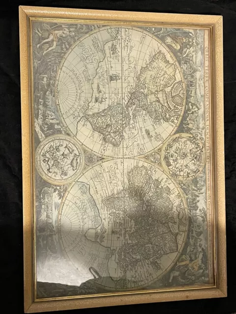 ORBIS TERRA COMPENDIOSA DESCRIPTIO Antique World Map 15/21 inch
