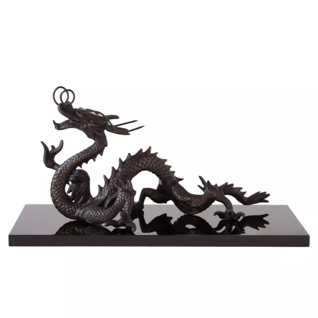 Japanese Cast Copper Dragon Sculpture Traditional Handicraft Figurine Home Decor