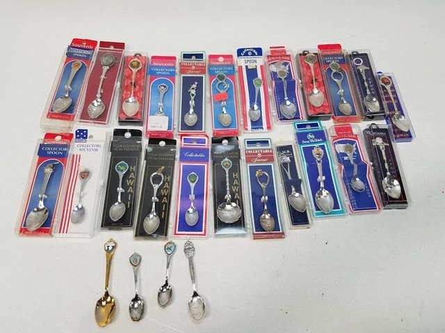 Collection of Assorted Vintage Souvenir Spoons Various Destinations