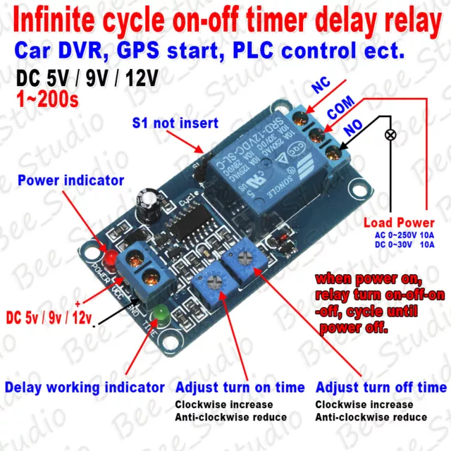 5V 9V 12V Infinite Cycle Loop Timer Delay Time Turn ON OFF Relay Switch Module