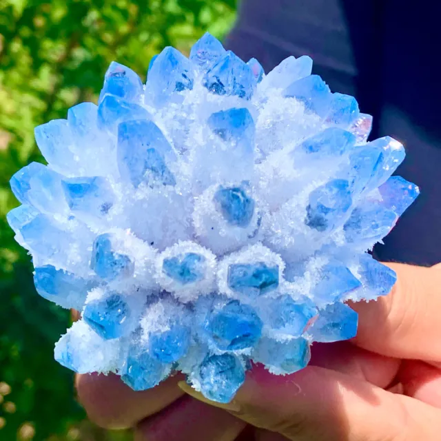 292G New Find sky blue Phantom Quartz Crystal Cluster Mineral Specimen Healing
