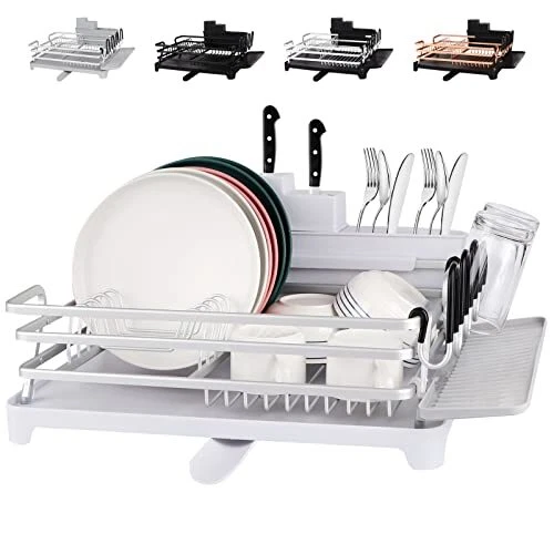 upgraded Aluminum Dish Drying Rack Compact Rustproof Dish Rack And Drainboard