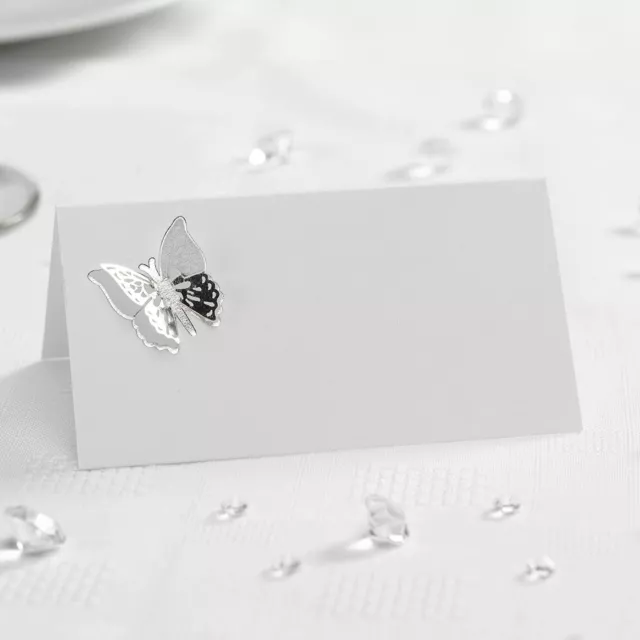 Neviti 3D Butterfly Place Cards, Paper, Silver, 9.7 x 4.6 x 0.2 cm