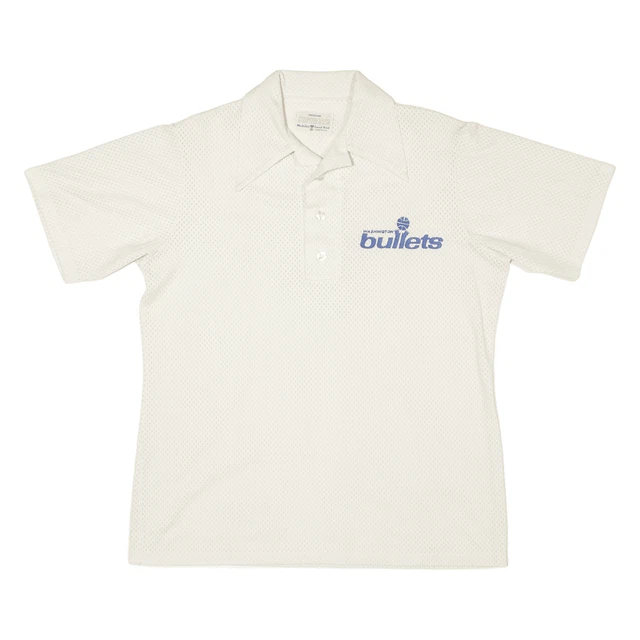Polo Shirt vintage MEDALIST Washington Bullets crema anni '90 manica corta uomo M