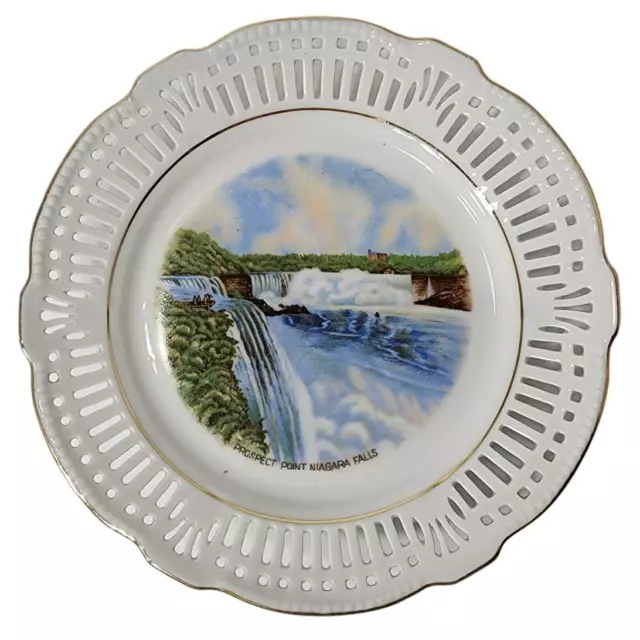 Antique Schwarzenhammer Bavaria Prospect Point Niagara Falls Reticulated Plate