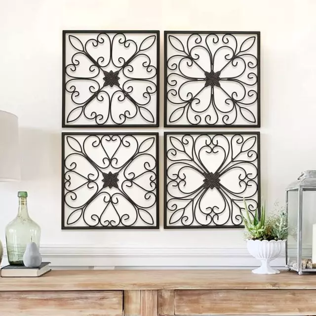 Metal Wall Decor-Large Decorative Wrought Scroll Wall Decor Art Set of 4