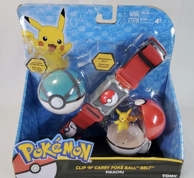 Pokémon Clip and Carry Poké Ball Adjustable Belt with 2 inch Pikachu Figure-NEW