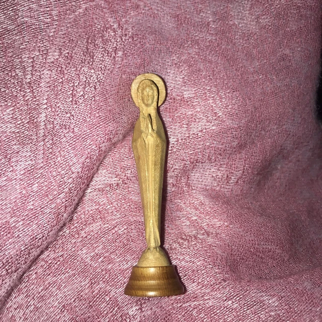 French 3” WOOD HAND CARVED Statue Virgin Mary Our Lady Small Detailed 3