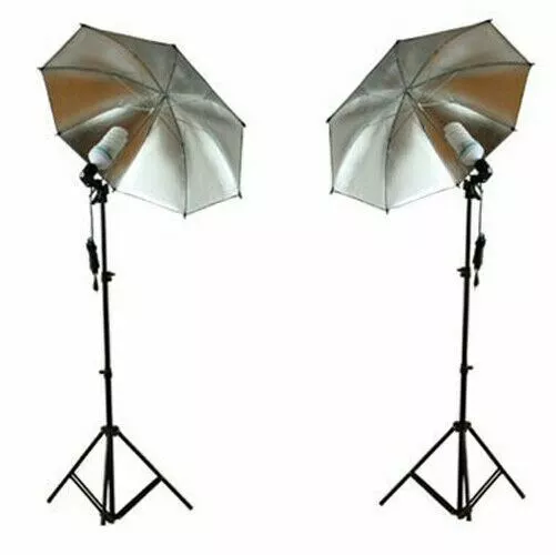 Ex-Pro Continuous Dual Photography Lighting kit 105w Stands Umbrella BlackSilver