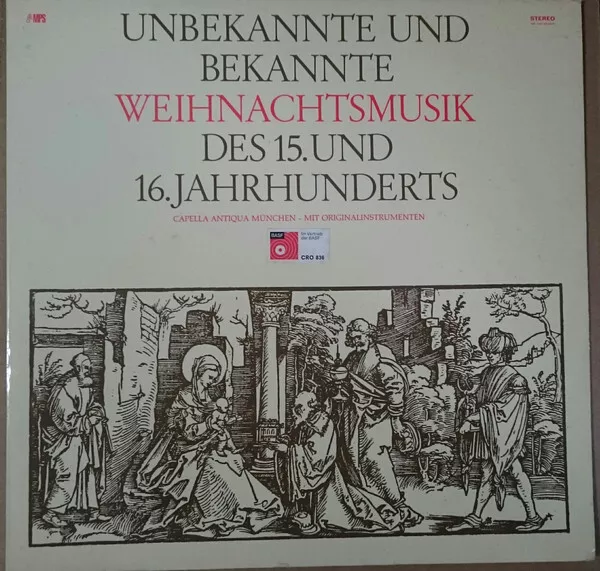 Capella Antiqua München - Unbekannte Und B LP Album RE Vinyl Sch