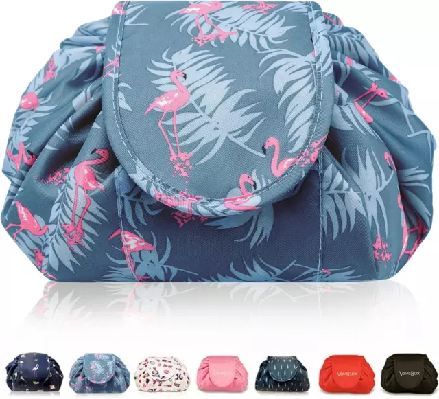 Lazy Drawstring Make up Bag Portable Large Travel Cosmetic Bag Pouch Travel Make