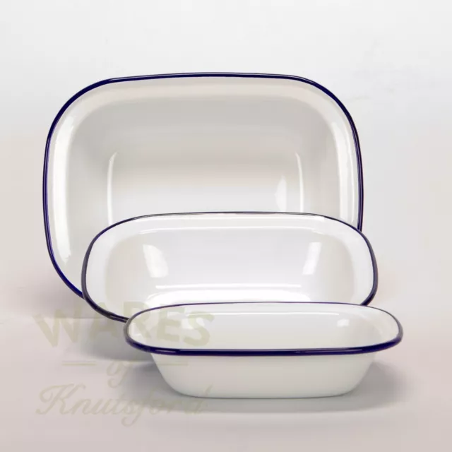 Falcon White Enamel Steak Pie Dish Pudding Baking Oblong Bake Oven Tin Ashet New