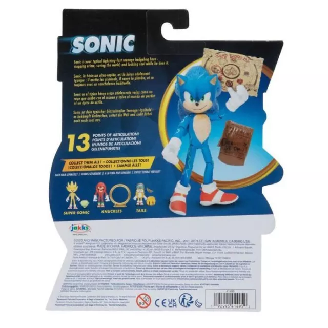 Sonic The Hedgehog 2 Movie: 4-Inch Sonic with Map Action Figure *NEW* 3