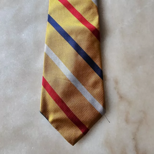 Harve Benard Necktie Men's Yellow Striped Short Silk Tie Made In USA