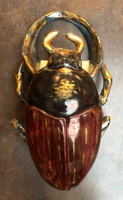 bouquetière vintage scarabée faience ceramique annee 1930