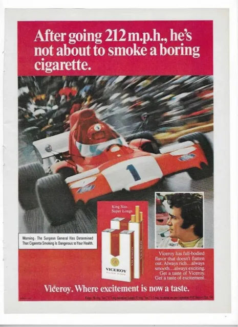 1975 Viceroy Cigarettes Indy Car Formula One  Vel's Parnelli Jones Racing Ad