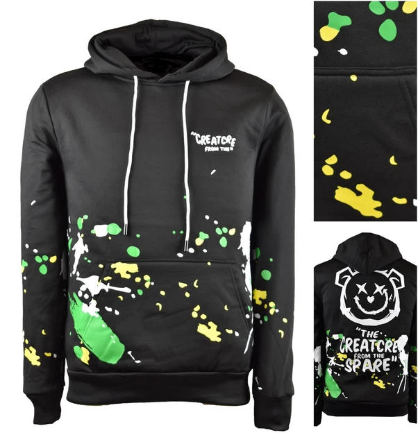 Felpa con Cappuccio Uomo Maglia Invernale Nera Giacca Tasche Tuta Stampa S Sport