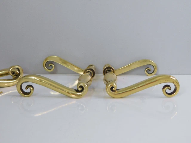 ▨ 7mm,Lot 3 Ancienne Paire de Poignée Béquille de Porte, Bronze, Style Aquitaine
