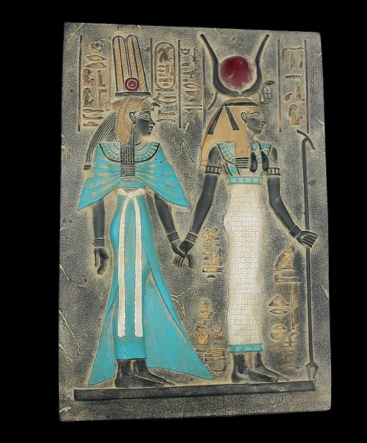 REINA NEFERTARI CON ISIS HATHOR ANTIGUO EGIPCIO ANTIGUO Templo Stella EGYCOM