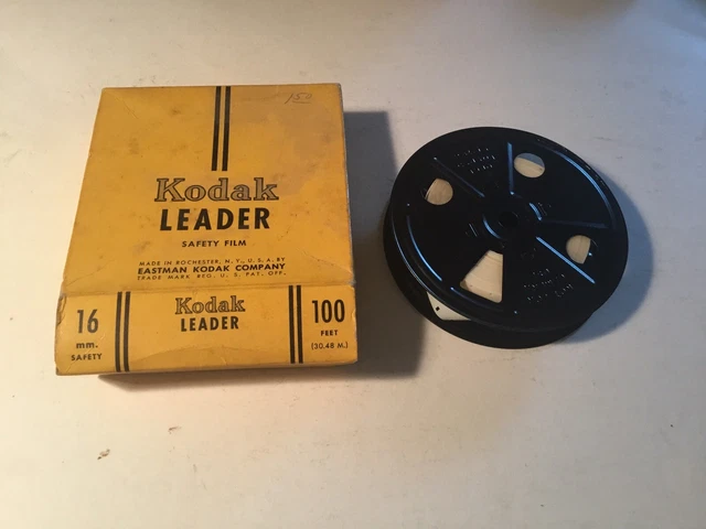 De colección 1930 Canadá 16 mm KODAK MOVIE LÍDER 100' BLANCO Carrete de Metal Caja Original Usada