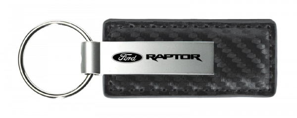 FORD RAPTOR LOGO Gun Metal Carbon Fiber Leather Key Chain Fob Official ...