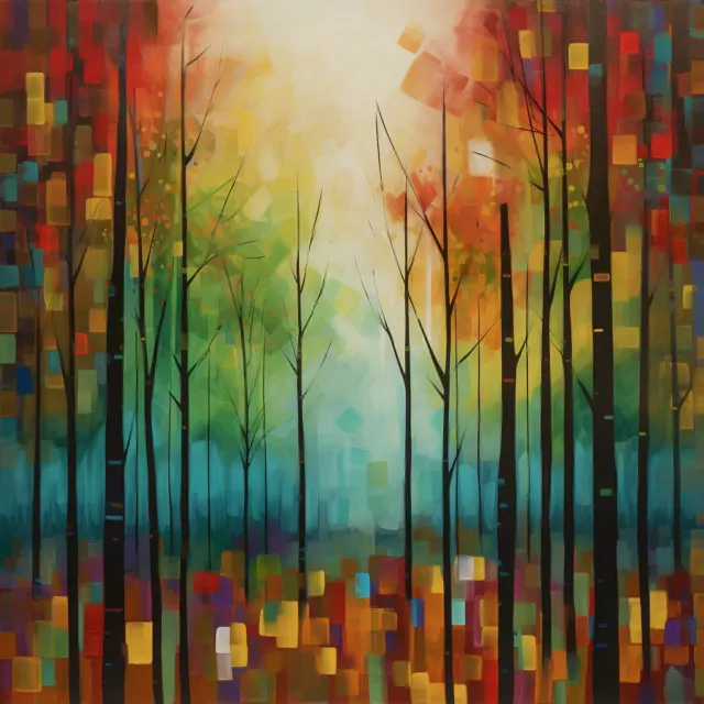 Abstract Tree Colourful Oil Art Luxury Canvas Wall Picture Print Colourful