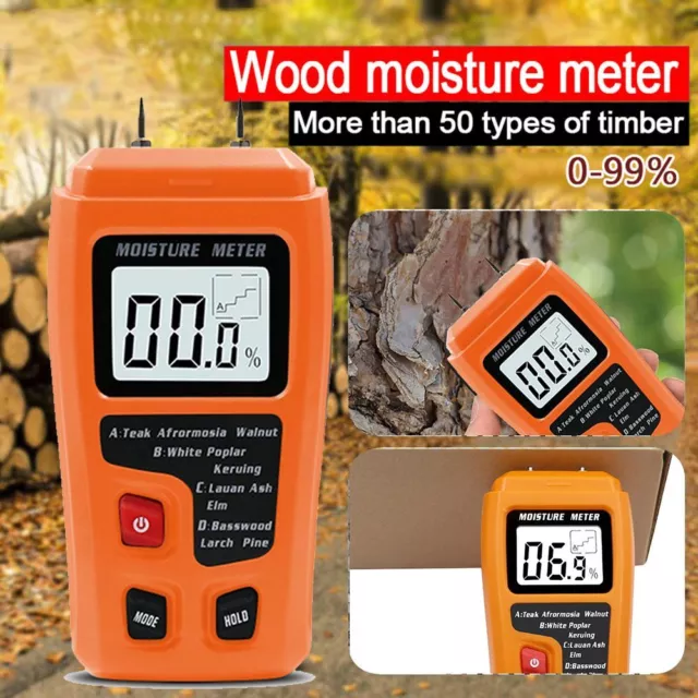 Pro Tool Timber Industry Damp Meter Moisture Detector Digital LCD Wood Humidity